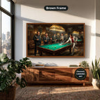 Gangster Canvas Wall Art, Mafia Pool Hall Scene, Man Cave Decor