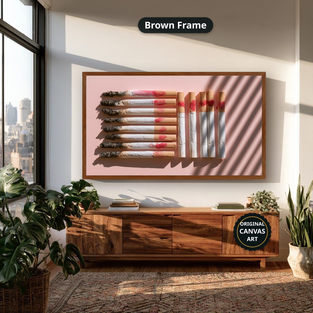 Vintage Cigarettes And Lipstick Canvas Wall Art, Oversized Horizontal