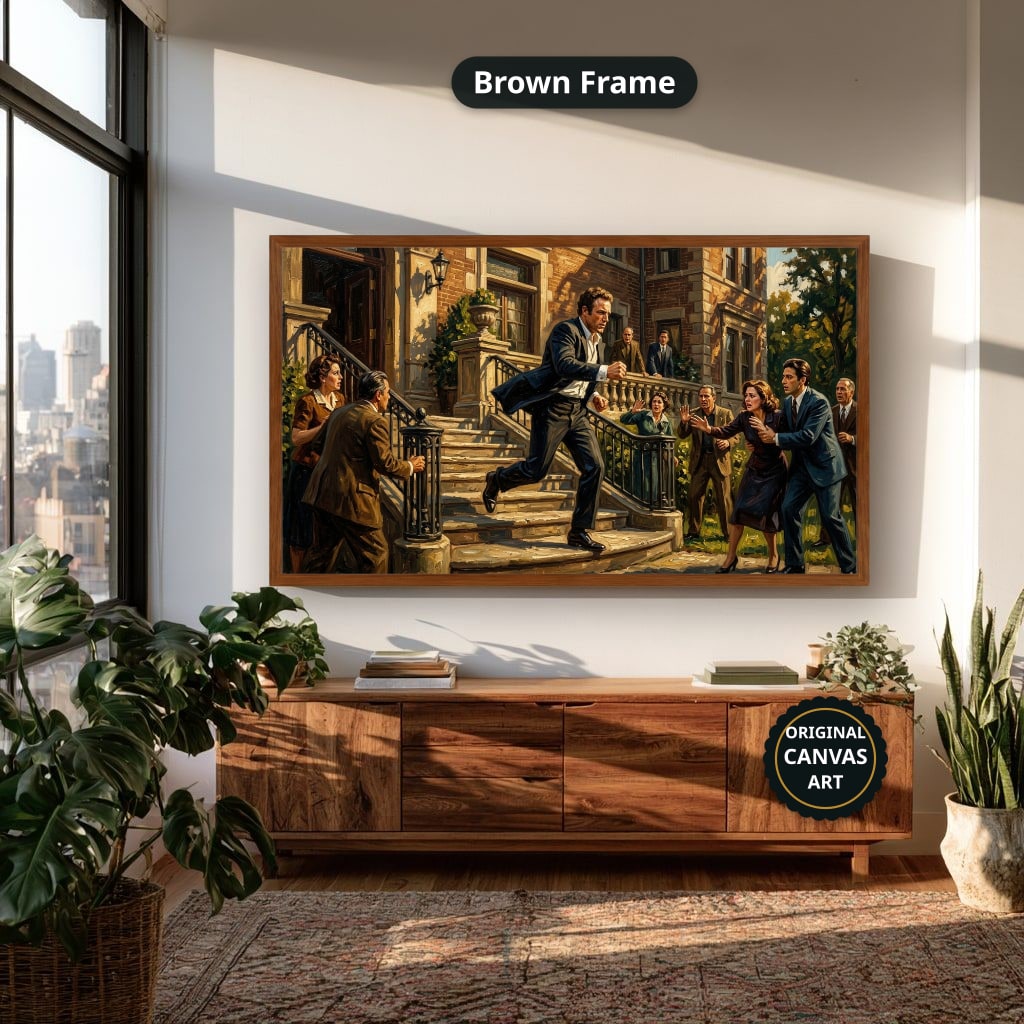 Gangster Canvas Wall Art, Mafia Scene, Vintage Gangster Art