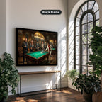 Gangster Canvas Wall Art, Mafia Pool Hall Scene, Man Cave Decor