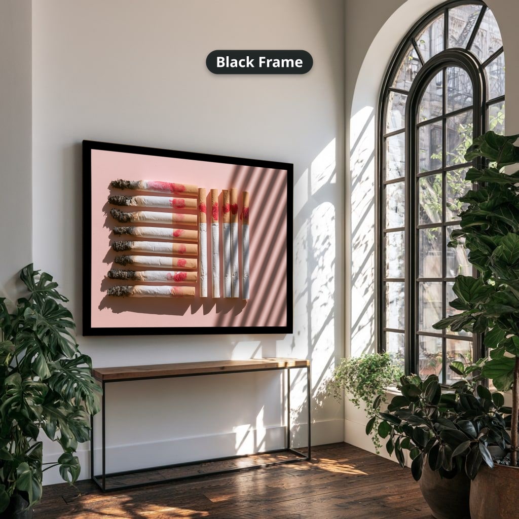 Vintage Cigarettes And Lipstick Canvas Wall Art, Oversized Horizontal