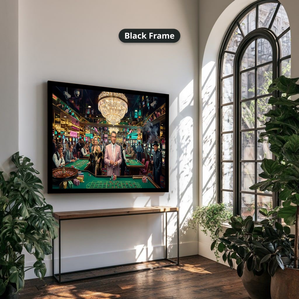 Gangster Casino Scene, Mafia Canvas Wall Art, Vintage Gambling Artwork
