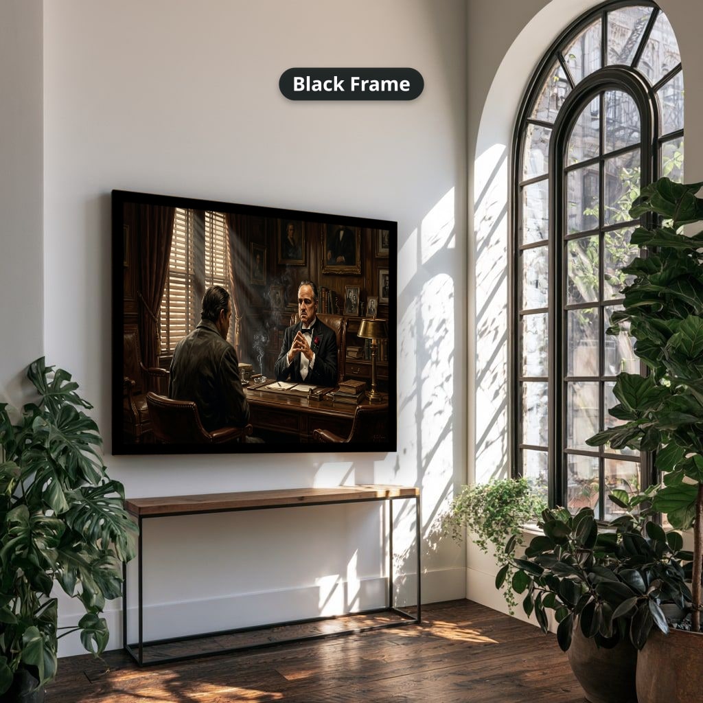 Gangster Mafia Canvas Wall Art, Godfather Scene, Vintage Office Decor