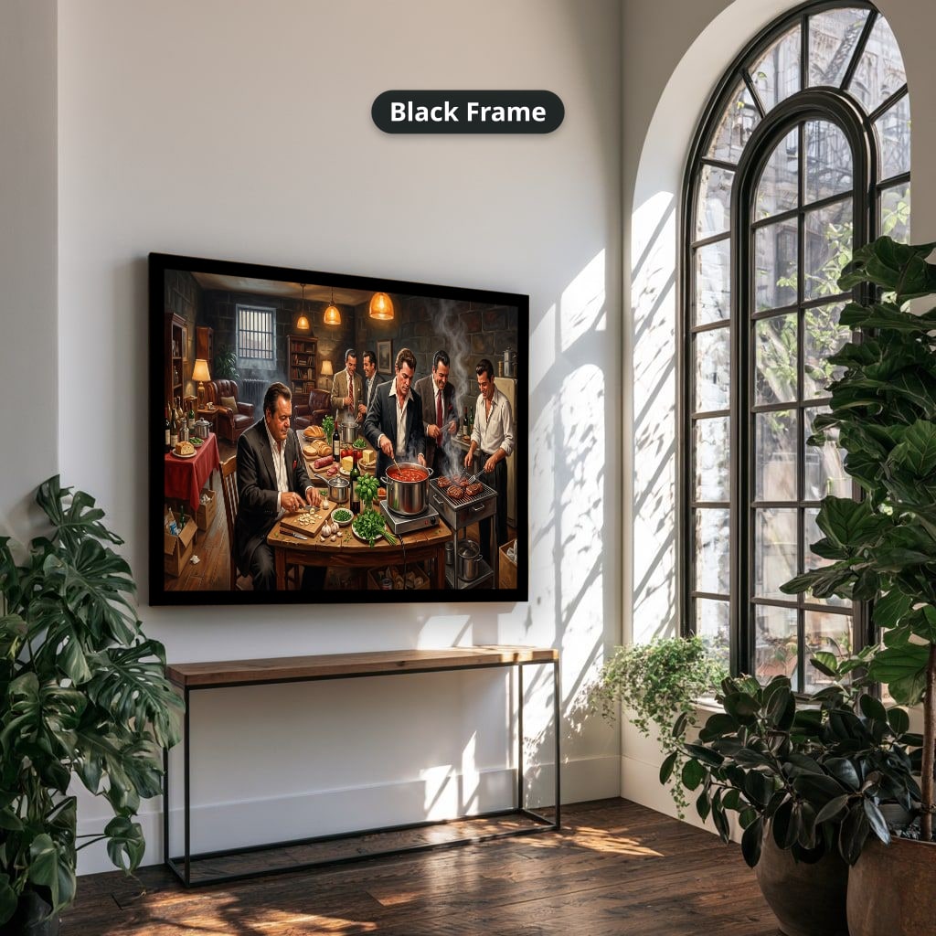 gangster dinner scene, mafia canvas wall art, man cave wall decor