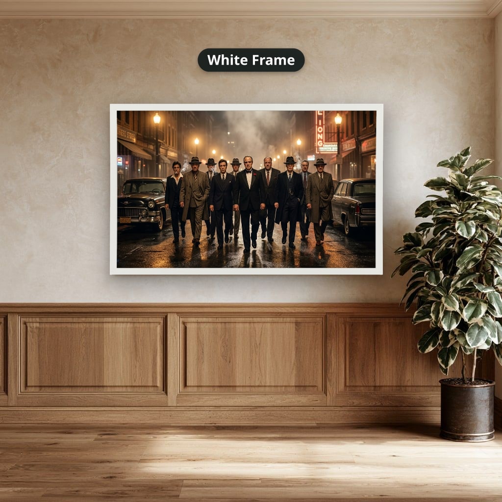 Gangster Mafia Canvas Wall Art, Vintage Movie Scene, Man Cave Decor