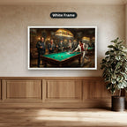 Gangster Canvas Wall Art, Mafia Pool Hall Scene, Man Cave Decor