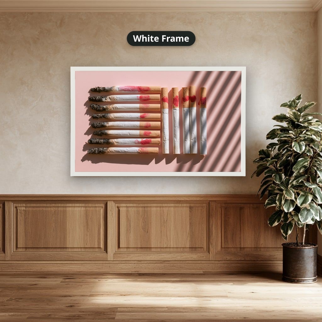 Vintage Cigarettes And Lipstick Canvas Wall Art, Oversized Horizontal