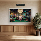 Gangster Casino Scene, Mafia Canvas Wall Art, Vintage Gambling Artwork
