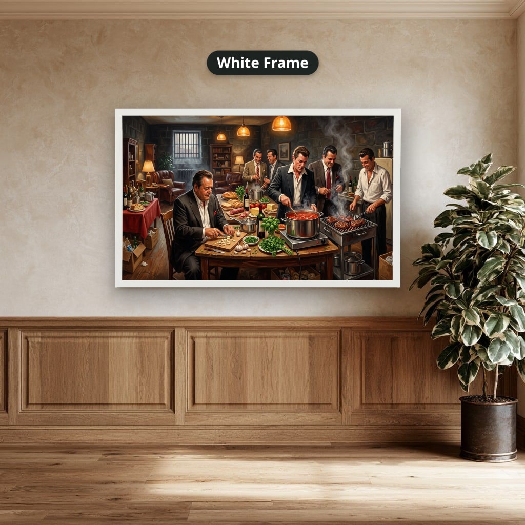 gangster dinner scene, mafia canvas wall art, man cave wall decor