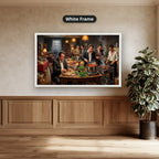 gangster dinner scene, mafia canvas wall art, man cave wall decor