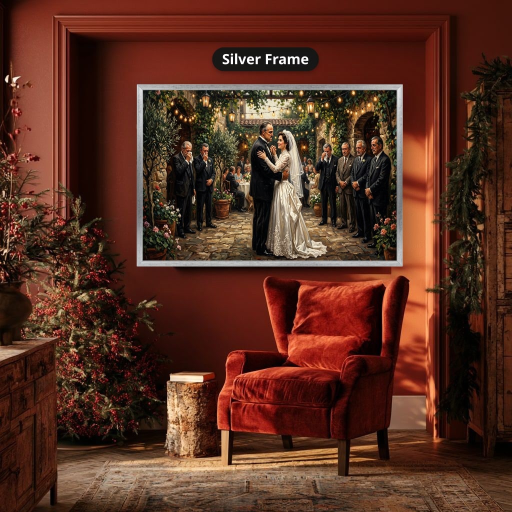 Gangster Wedding Scene, Mafia Canvas Wall Art, Horizontal Wall Decor