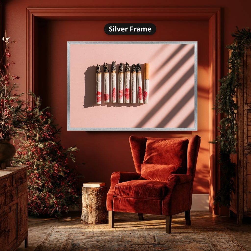 Cigarettes With Red Lipstick Marks Canvas Wall Art