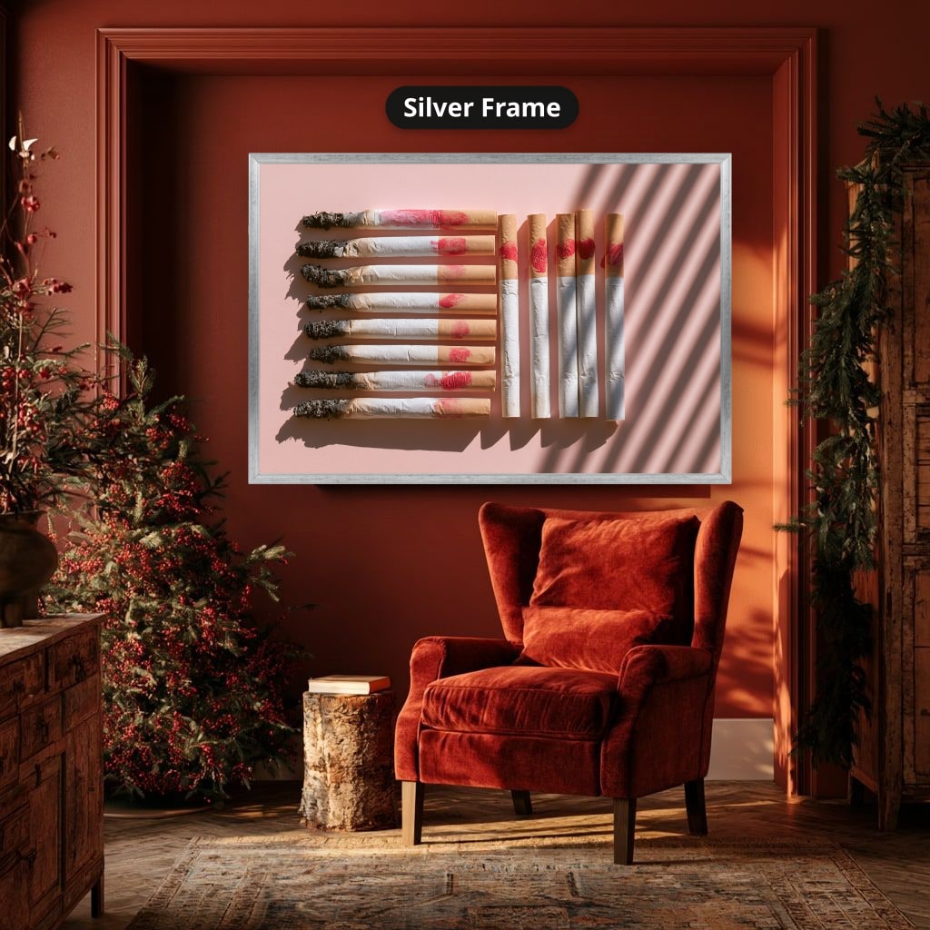 Vintage Cigarettes And Lipstick Canvas Wall Art, Oversized Horizontal