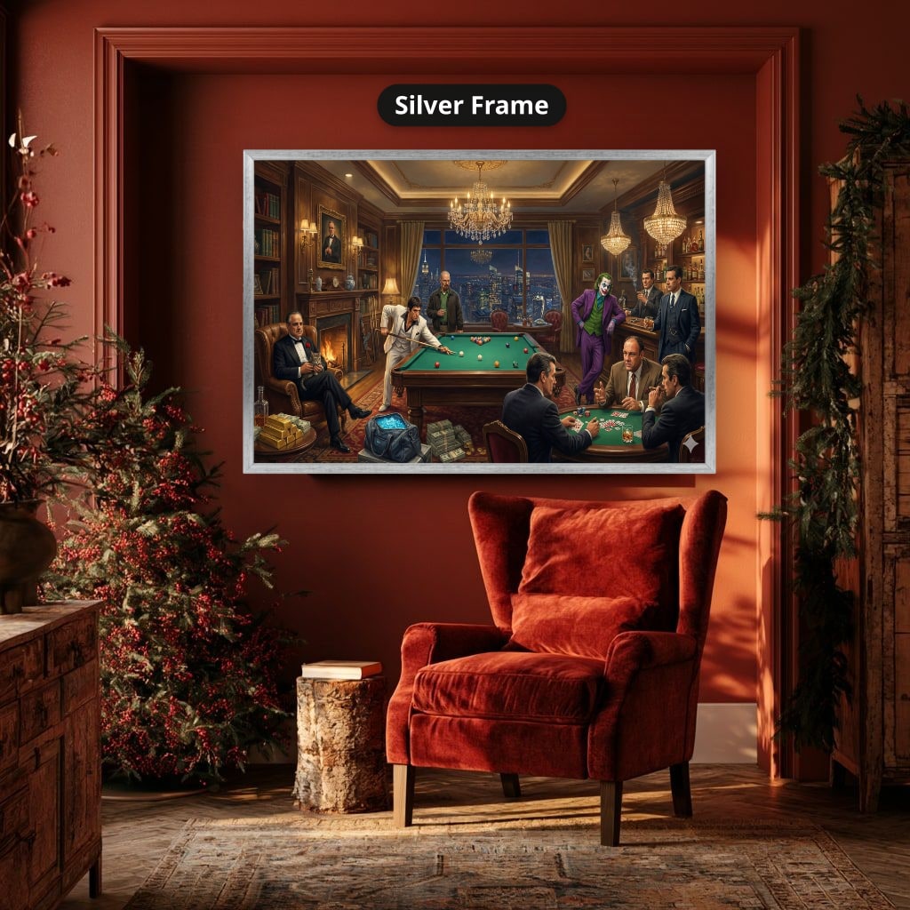 Gangster Canvas Wall Art, Mafia Scene Wall Art, Casino Night Decor