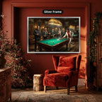 Gangster Canvas Wall Art, Mafia Pool Hall Scene, Man Cave Decor