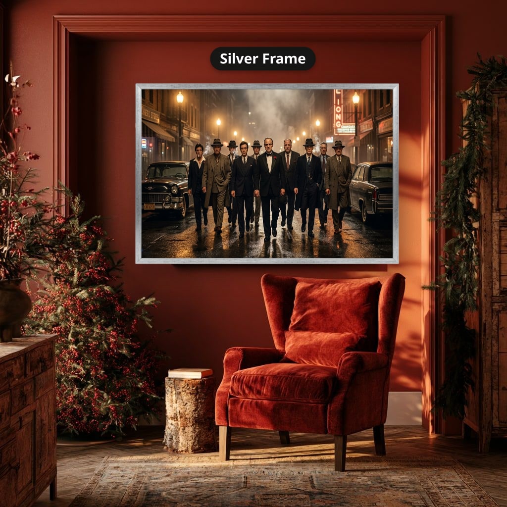Gangster Mafia Canvas Wall Art, Vintage Movie Scene, Man Cave Decor