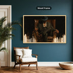 Gangster In Leather Armchair Canvas Wall Art, Oversized Horizontal