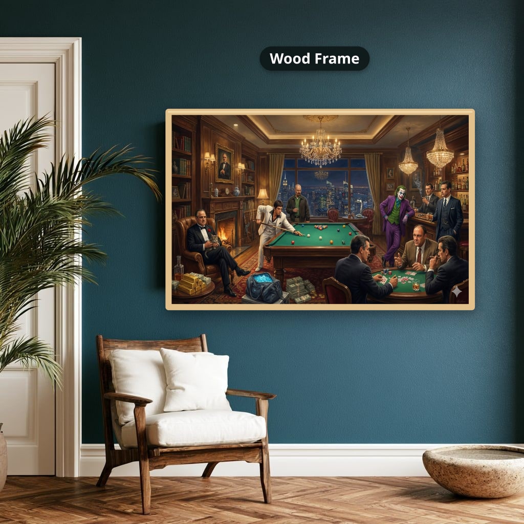 Gangster Canvas Wall Art, Mafia Scene Wall Art, Casino Night Decor