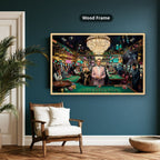 Gangster Casino Scene, Mafia Canvas Wall Art, Vintage Gambling Artwork