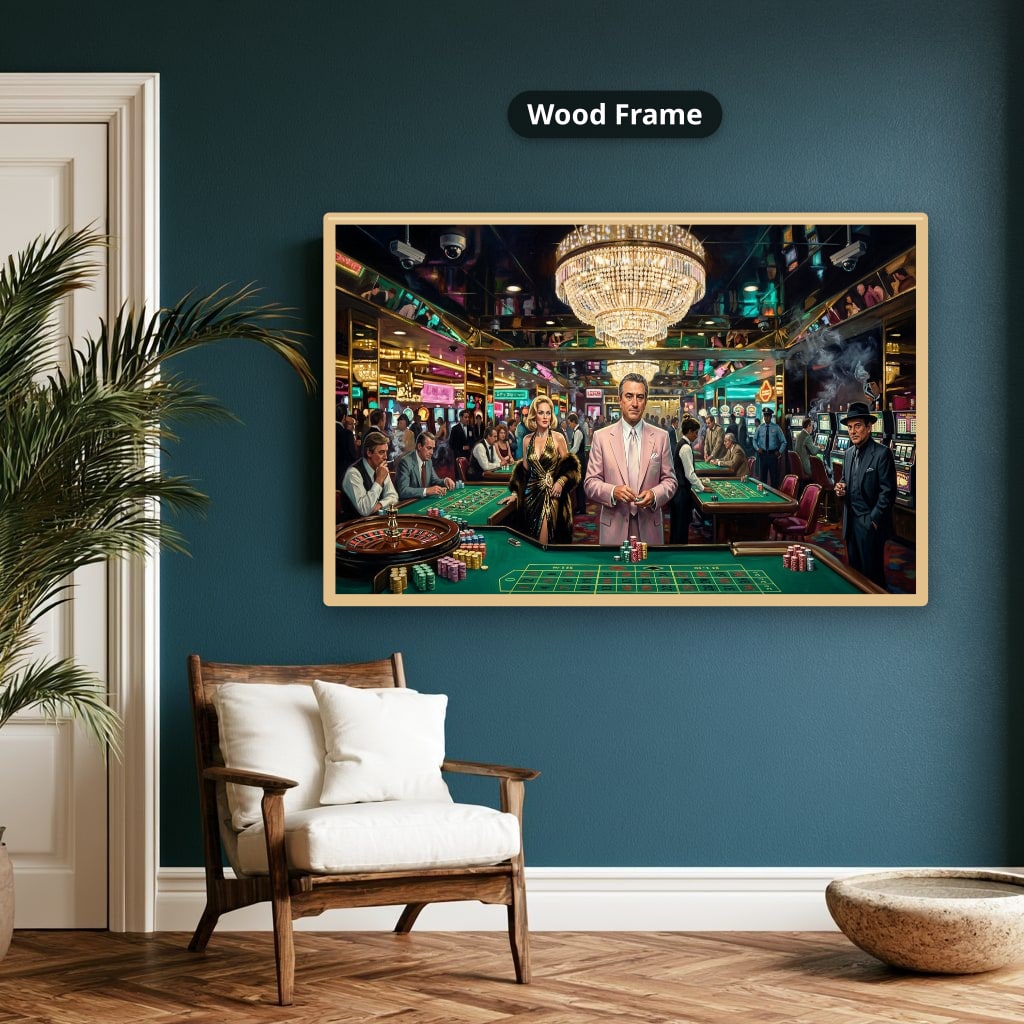 Gangster Casino Scene, Mafia Canvas Wall Art, Vintage Gambling Artwork