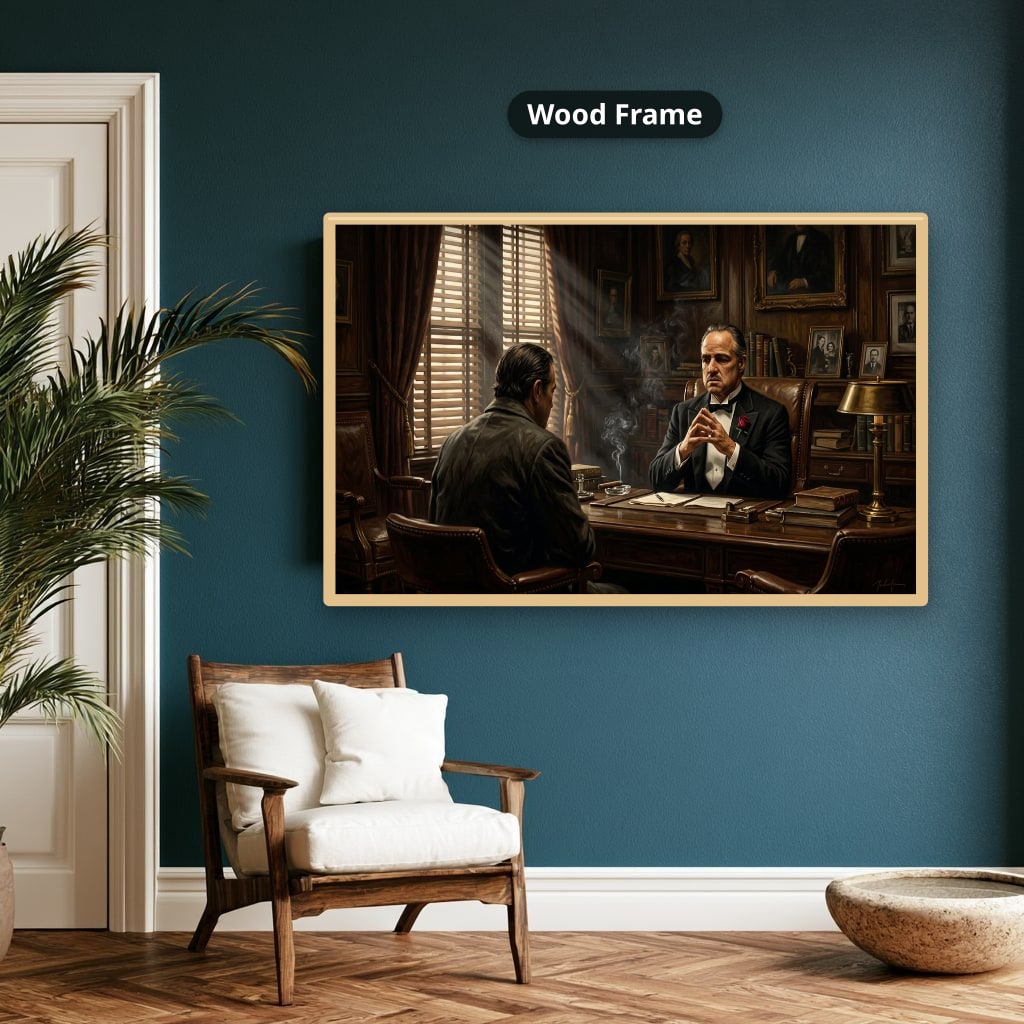 Gangster Mafia Canvas Wall Art, Godfather Scene, Vintage Office Decor