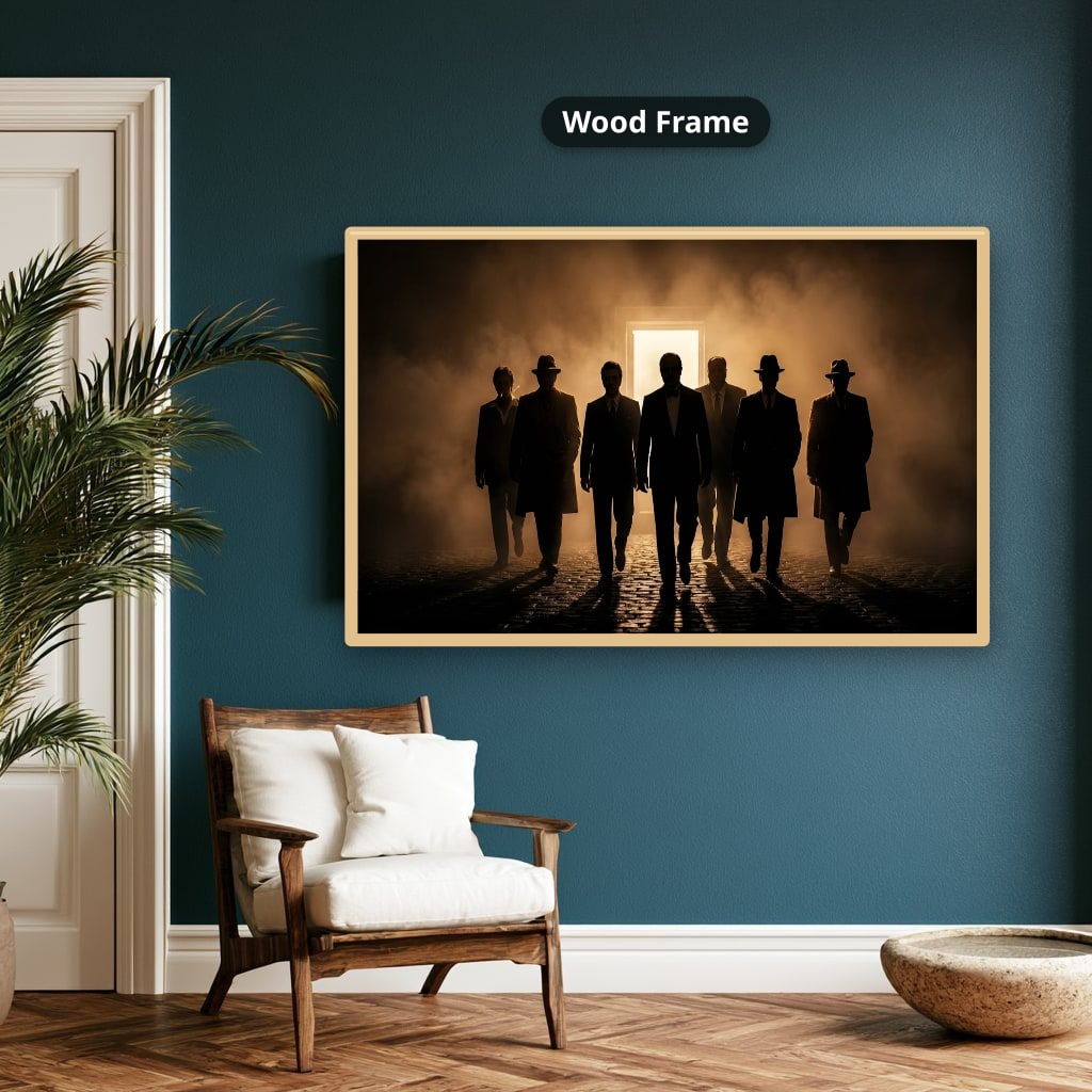 Gangster Mafia Canvas Wall Art, Vintage Mafia Print, Man Cave Decor – Horizontal No. 2