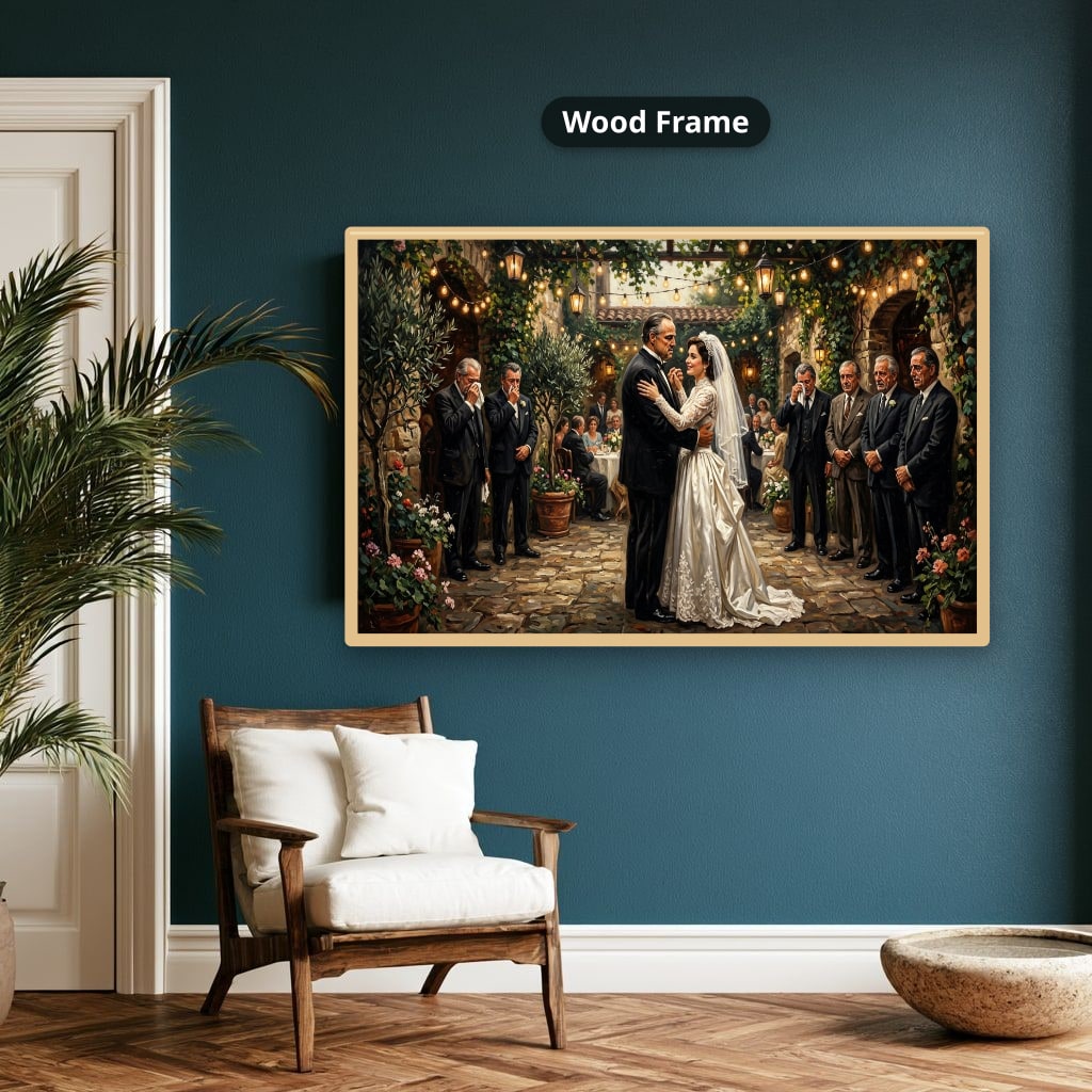 Gangster Wedding Scene, Mafia Canvas Wall Art, Horizontal Wall Decor