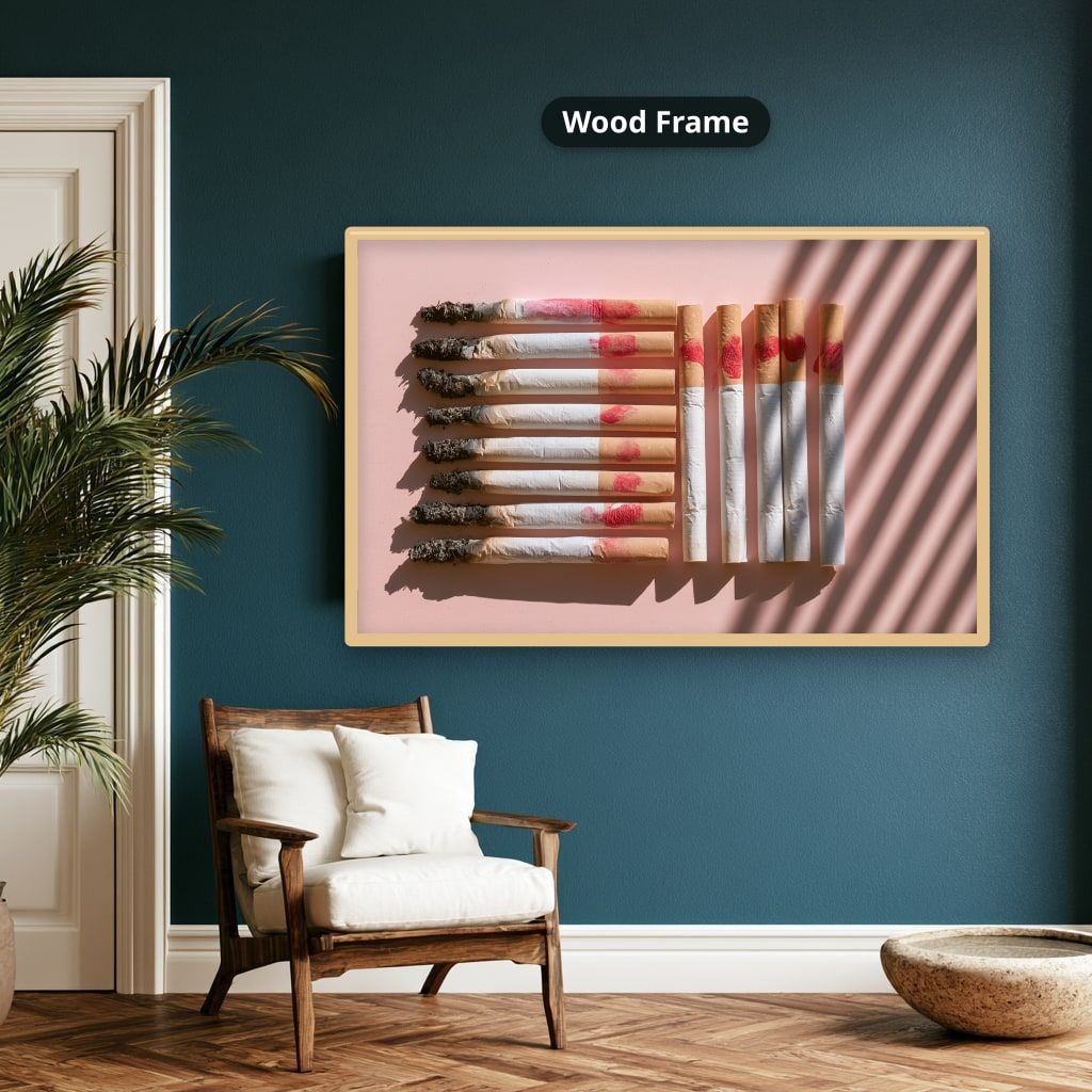 Vintage Cigarettes And Lipstick Canvas Wall Art, Oversized Horizontal