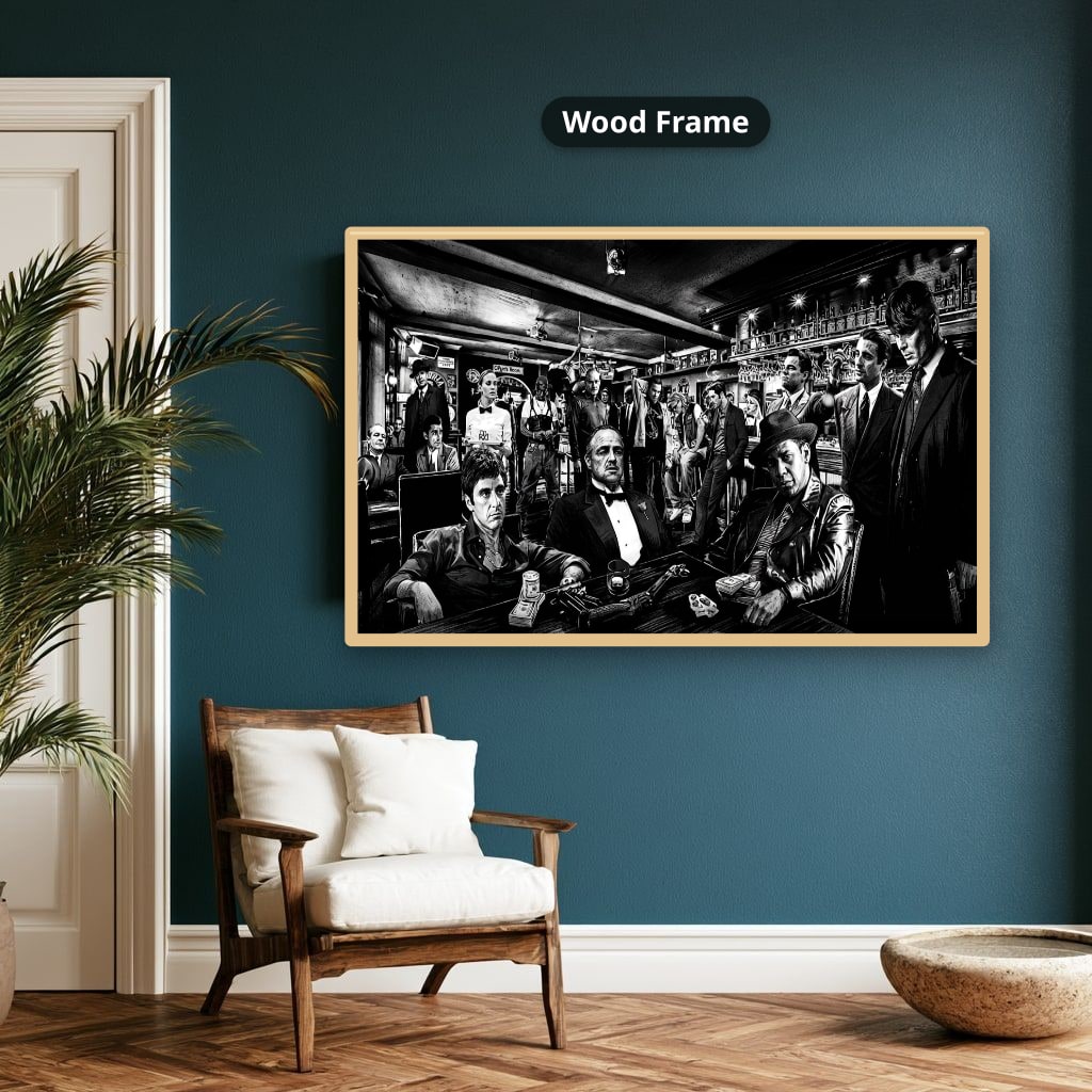 Gangster Mafia Canvas Wall Art, Vintage Crime Scene Wall Decor