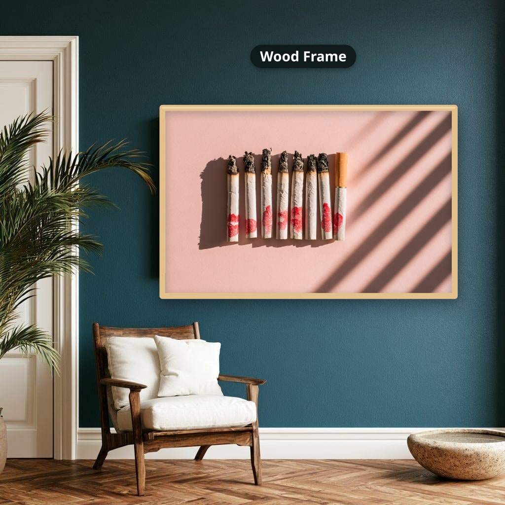 Cigarettes With Red Lipstick Marks Canvas Wall Art