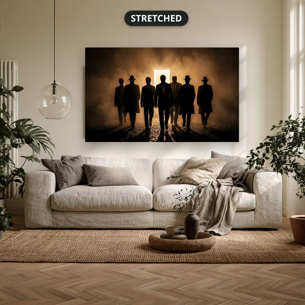 Gangster Mafia Canvas Wall Art, Vintage Mafia Print, Man Cave Decor – Horizontal No. 2