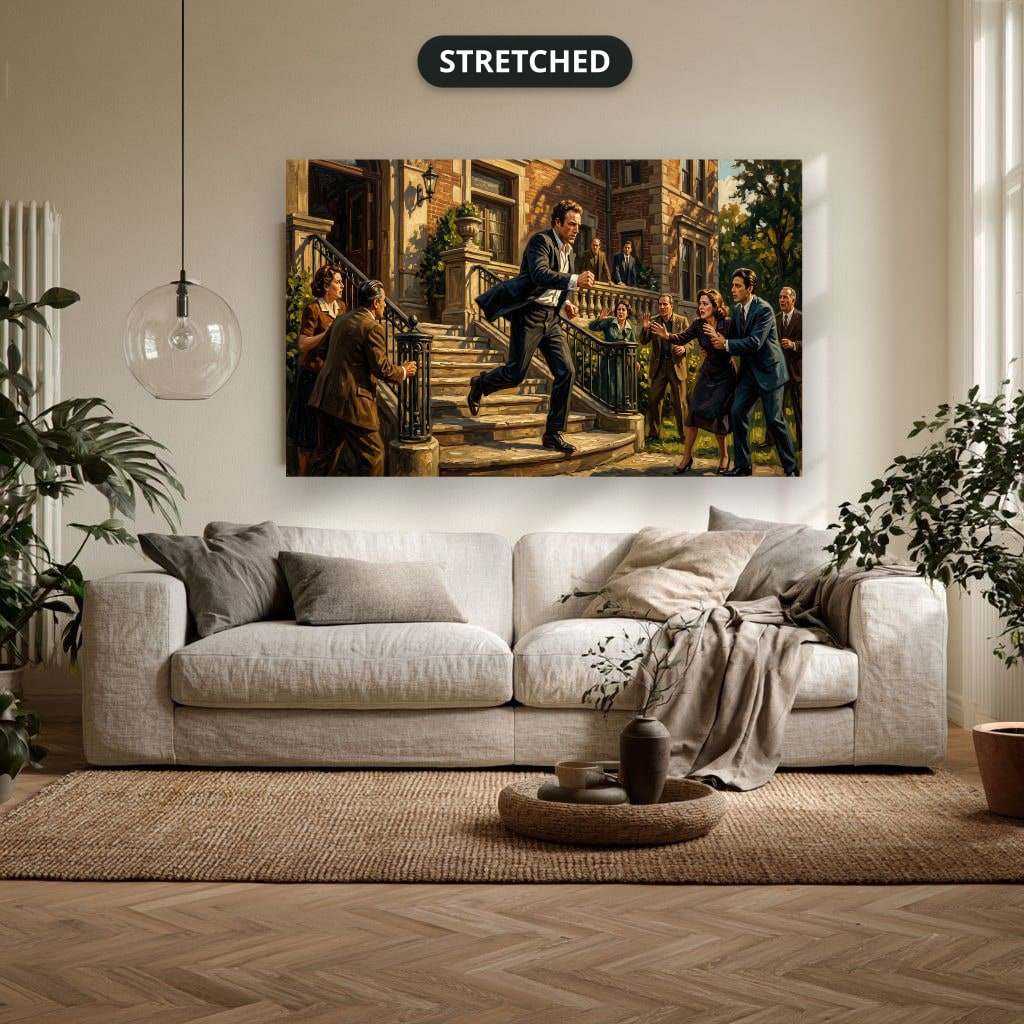 Gangster Canvas Wall Art, Mafia Scene, Vintage Gangster Art