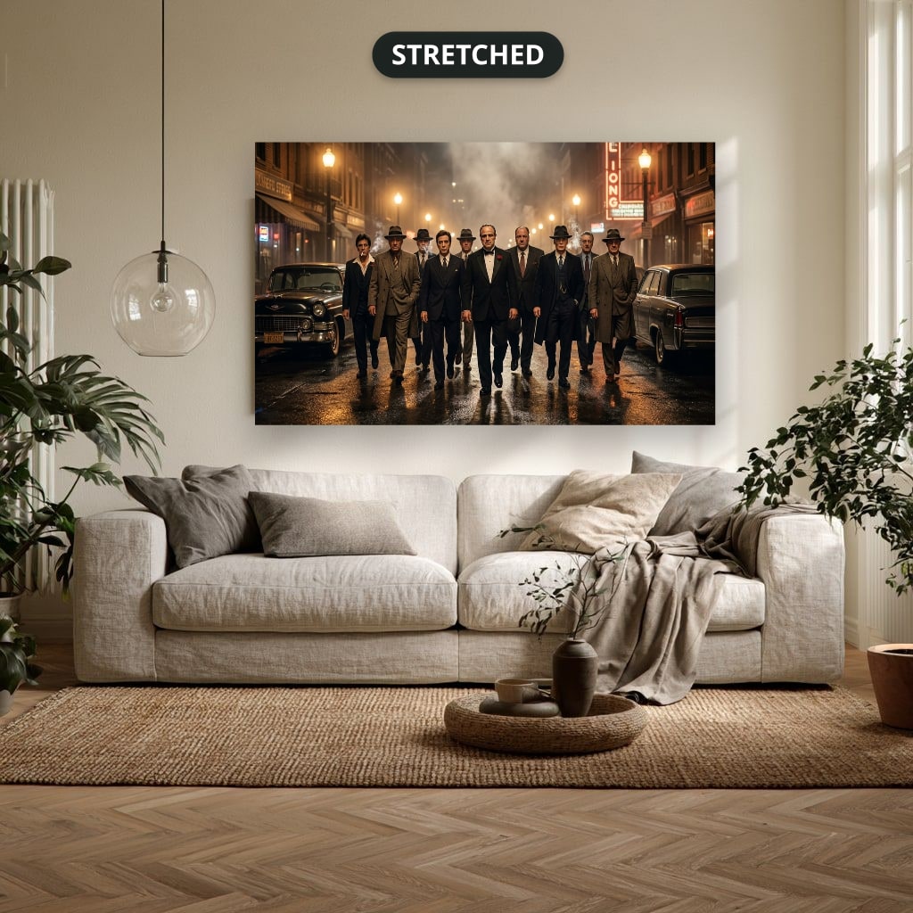 Gangster Mafia Canvas Wall Art, Vintage Movie Scene, Man Cave Decor