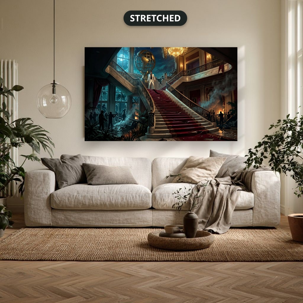Gangster Canvas Wall Art, Mafia Wall Decor, Luxury Mansion Art