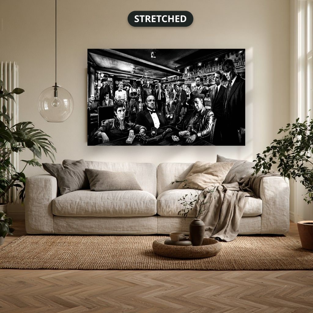 Gangster Mafia Canvas Wall Art, Vintage Crime Scene Wall Decor