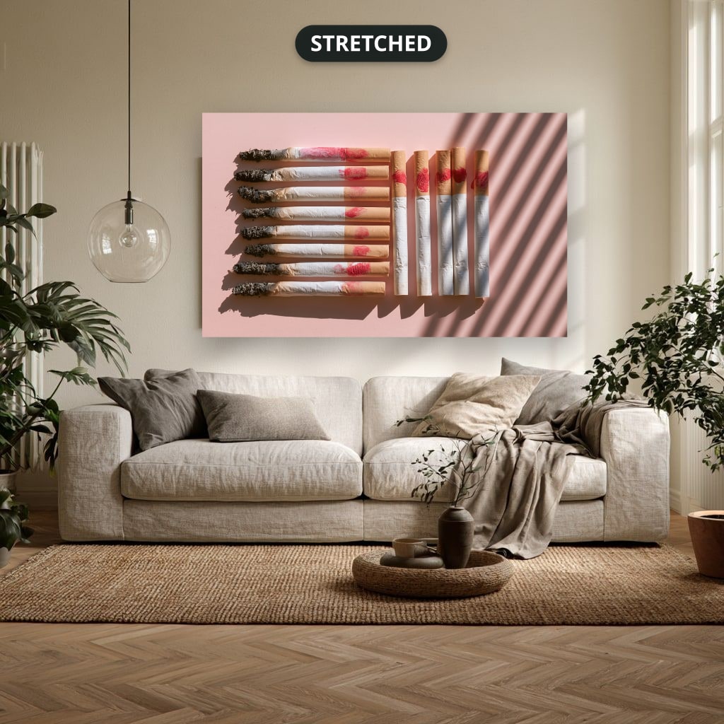 Vintage Cigarettes And Lipstick Canvas Wall Art, Oversized Horizontal