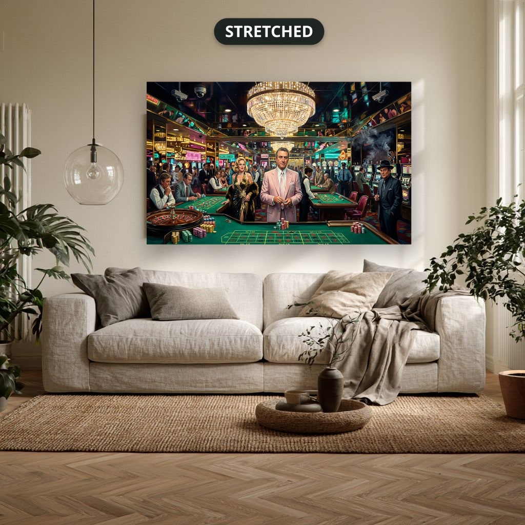 Gangster Casino Scene, Mafia Canvas Wall Art, Vintage Gambling Artwork