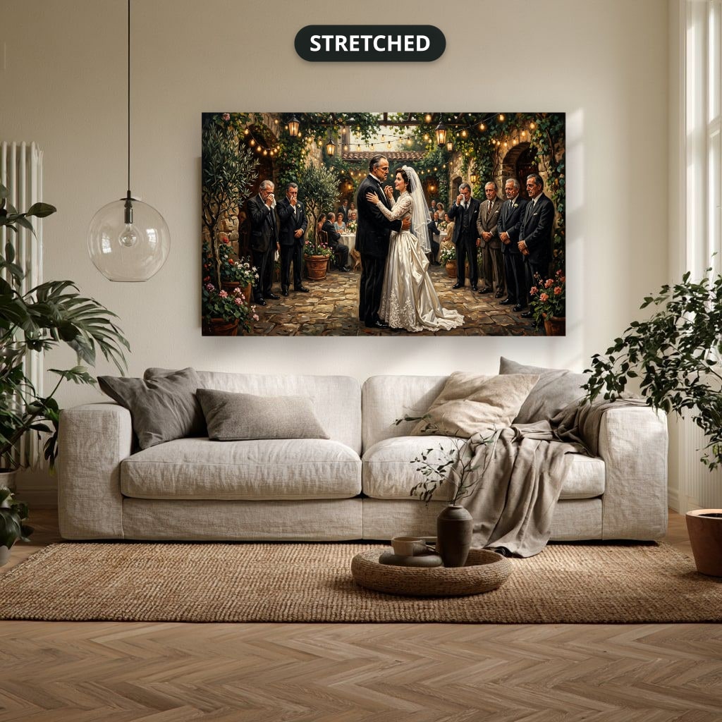 Gangster Wedding Scene, Mafia Canvas Wall Art, Horizontal Wall Decor