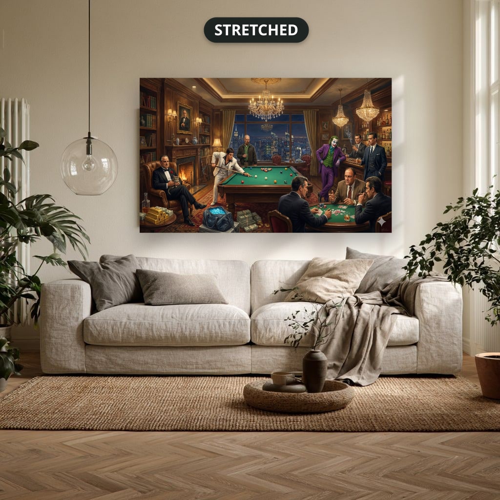 Gangster Canvas Wall Art, Mafia Scene Wall Art, Casino Night Decor
