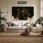 Gangster In Leather Armchair Canvas Wall Art, Oversized Horizontal