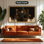 Gangster In Leather Armchair Canvas Wall Art, Oversized Horizontal