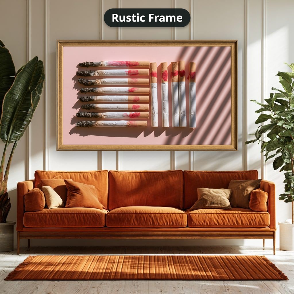 Vintage Cigarettes And Lipstick Canvas Wall Art, Oversized Horizontal
