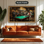 Gangster Canvas Wall Art, Mafia Pool Hall Scene, Man Cave Decor
