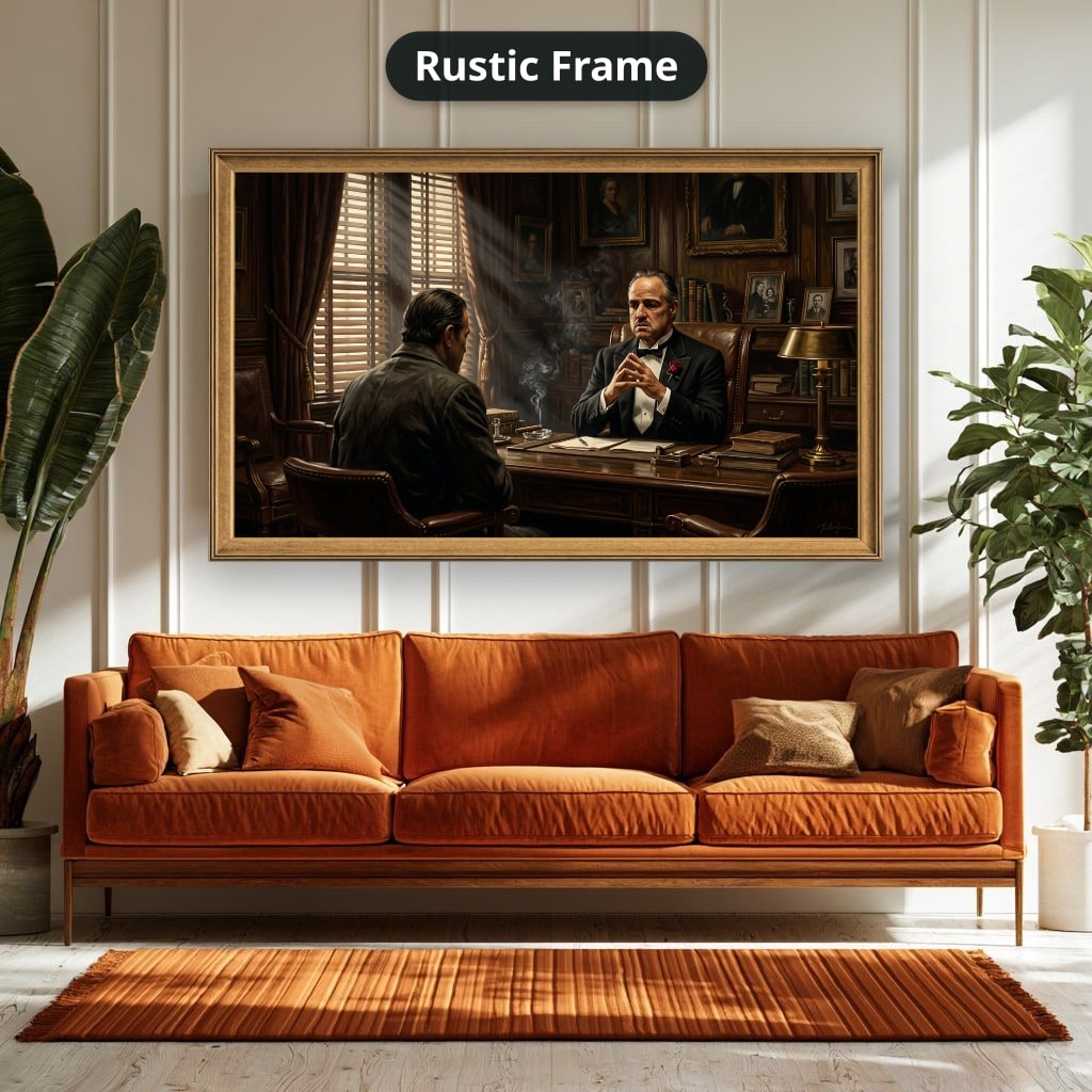 Gangster Mafia Canvas Wall Art, Godfather Scene, Vintage Office Decor
