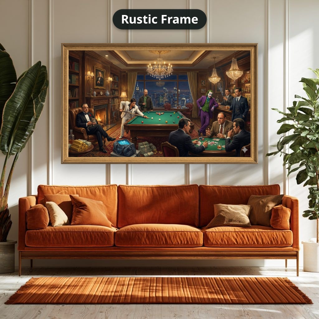 Gangster Canvas Wall Art, Mafia Scene Wall Art, Casino Night Decor