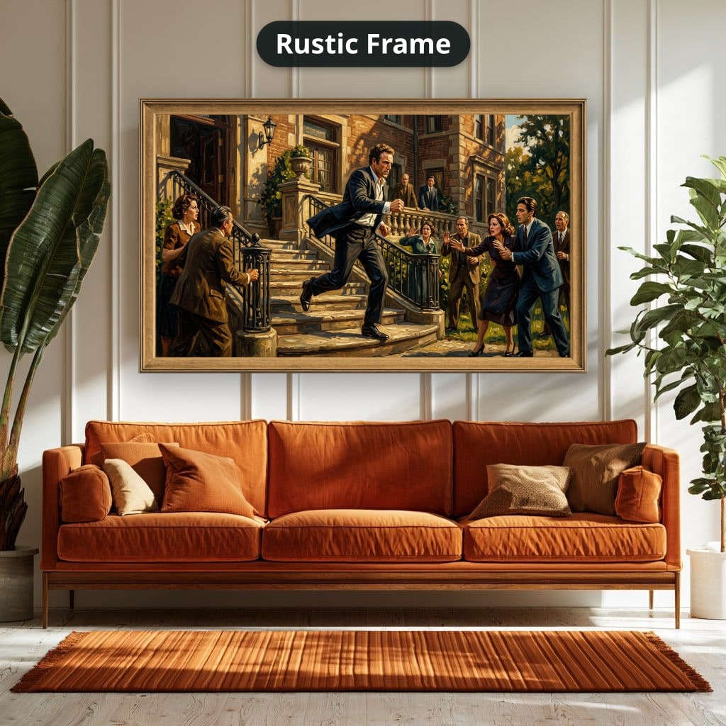 Gangster Canvas Wall Art, Mafia Scene, Vintage Gangster Art