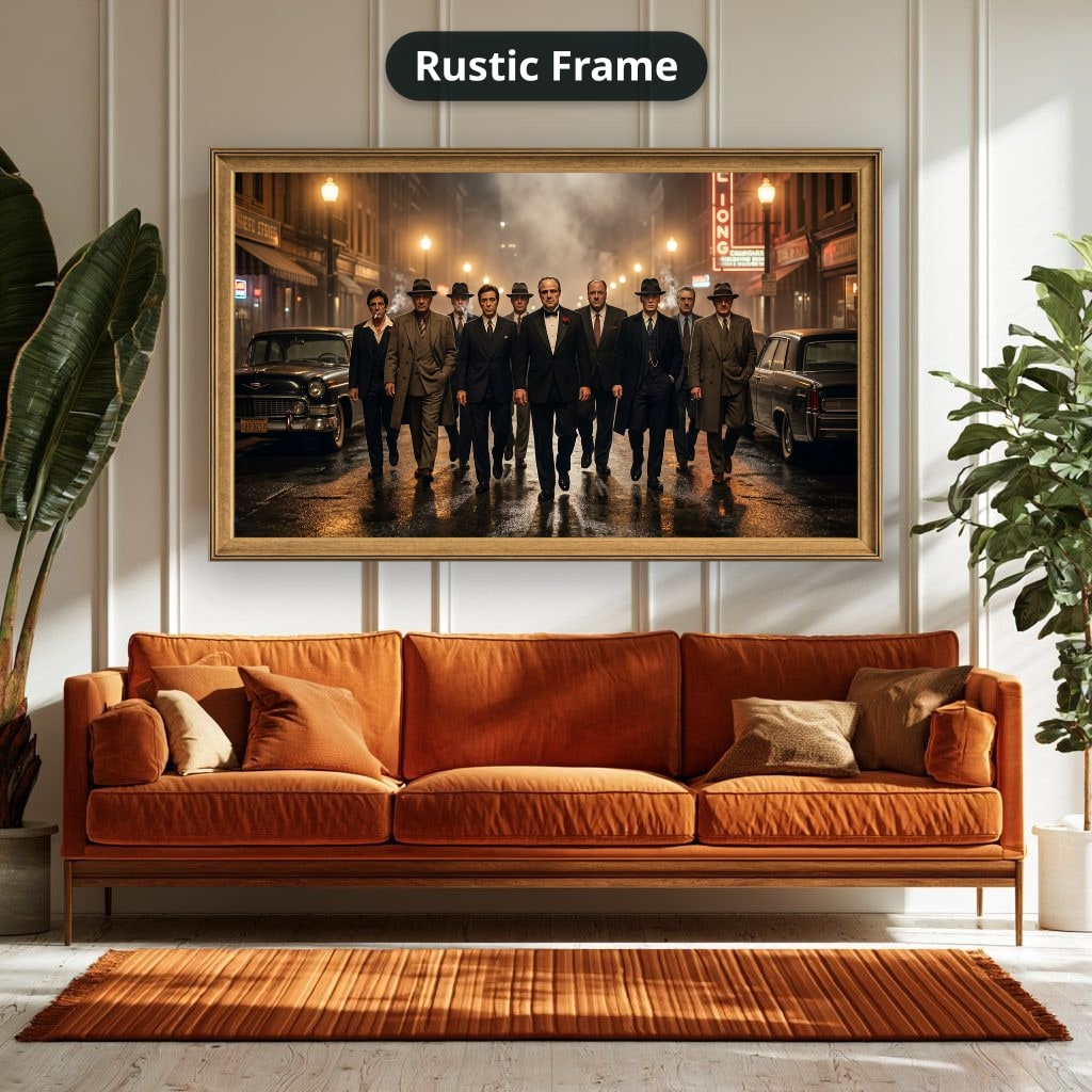 Gangster Mafia Canvas Wall Art, Vintage Movie Scene, Man Cave Decor