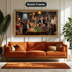 gangster dinner scene, mafia canvas wall art, man cave wall decor