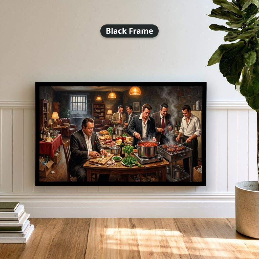 gangster dinner scene, mafia canvas wall art, man cave wall decor