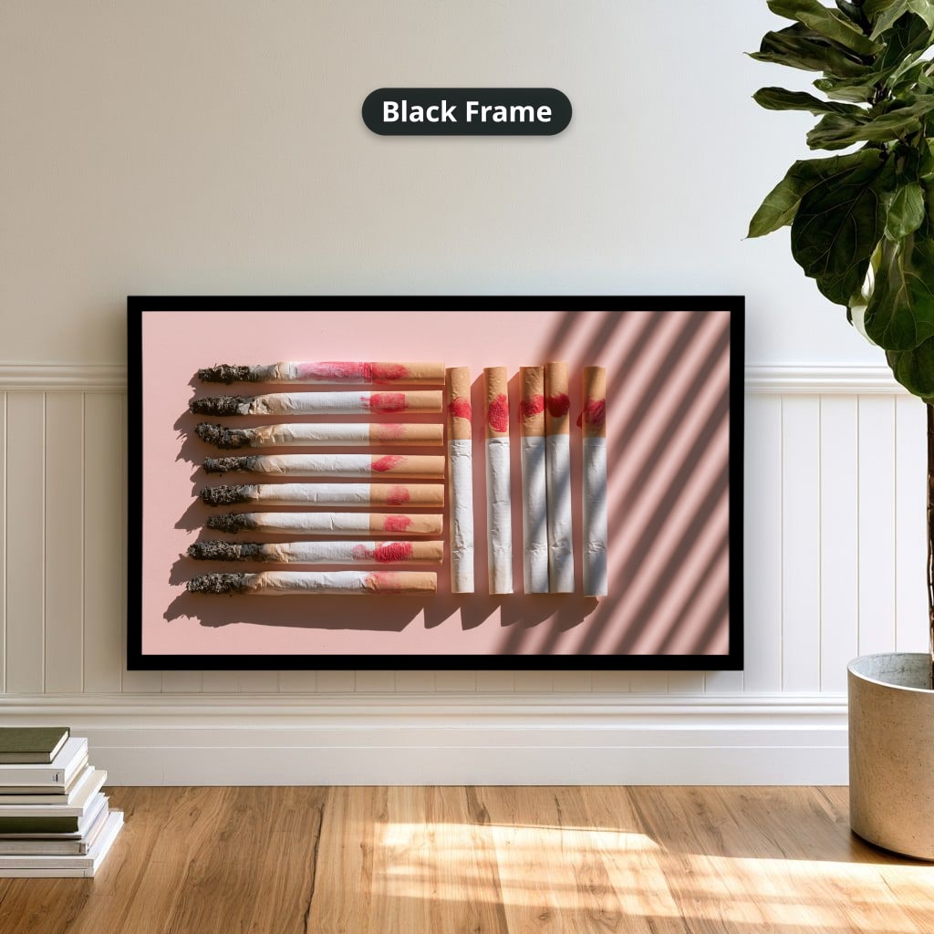 Vintage Cigarettes And Lipstick Canvas Wall Art, Oversized Horizontal